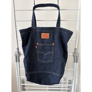 Levi's Red Label Dark Indigo Denim Tote Bag Large Utility Shopper Pocket